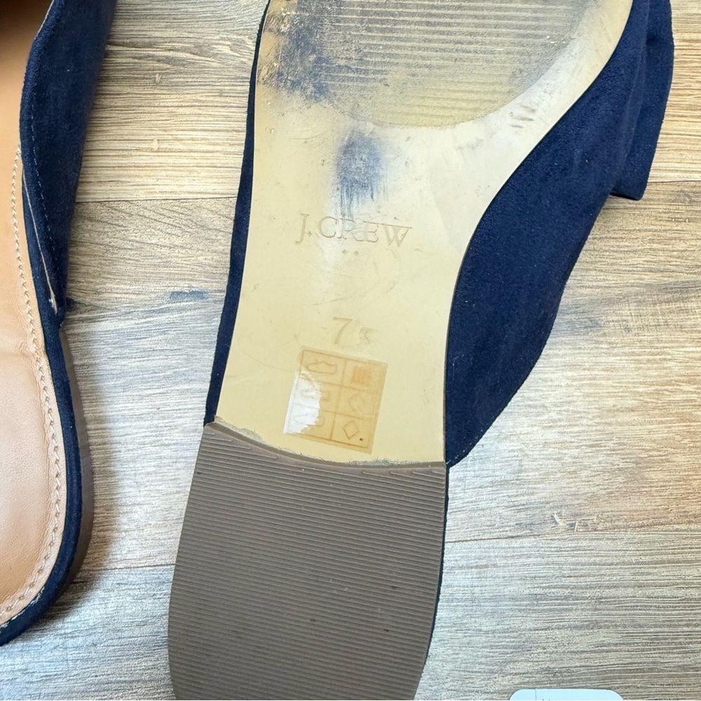 J. Crew size 7 Navy Blue Suede Bow Mules - Picture 9 of 9